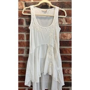 4 Love and Liberty Embroidered Fairy Core White Sleeveless Tunic Sheer XS Flaw
